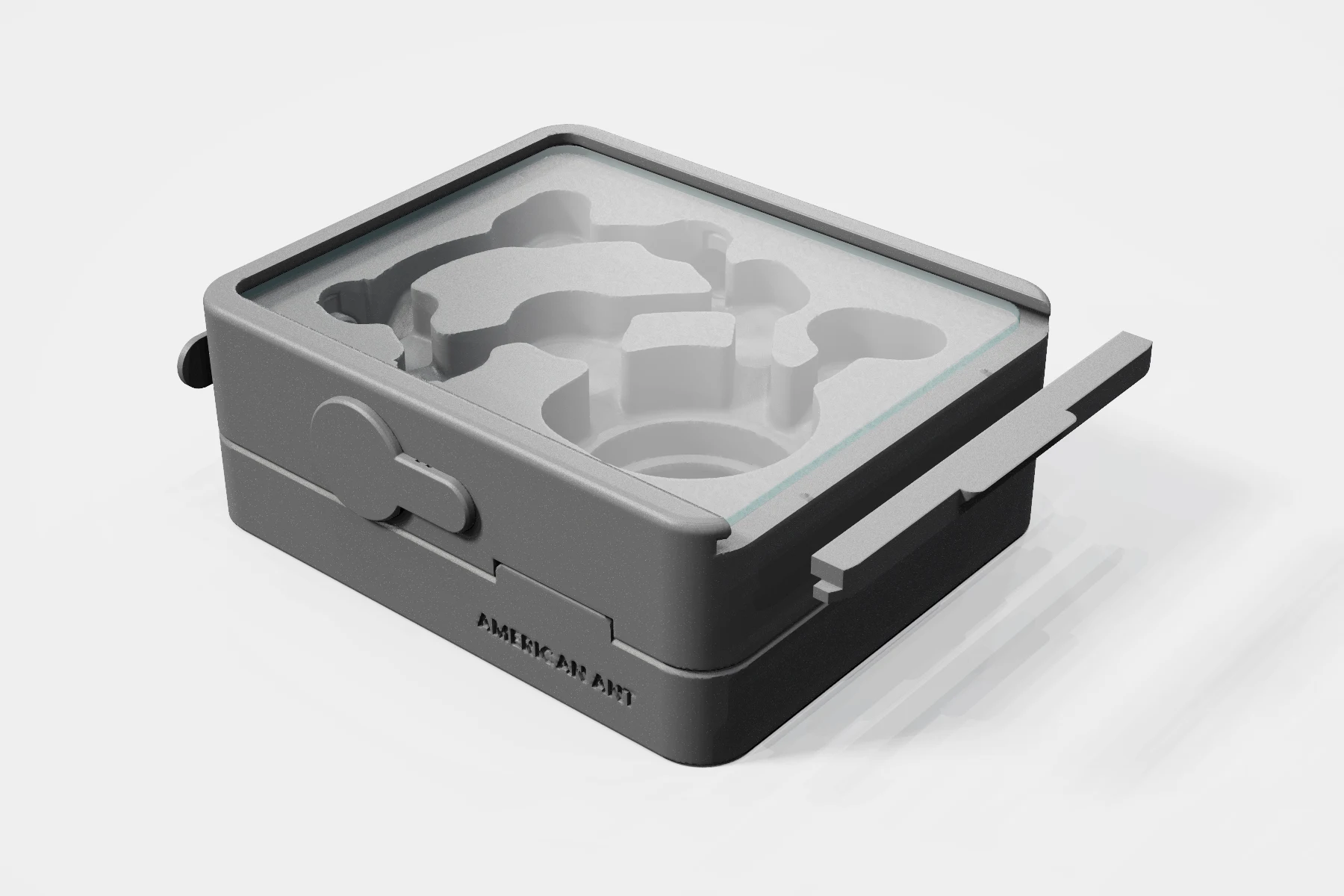 Founder with its slide-on end cap removed and acrylic sheet still in its channels
