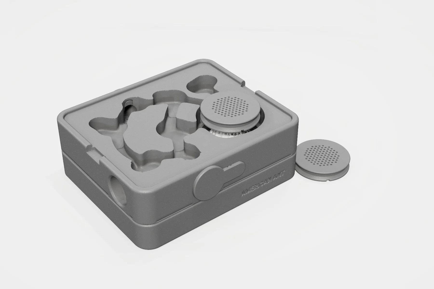 A Hydration Insert lifted out of a Founder's water well, with a spare beside it